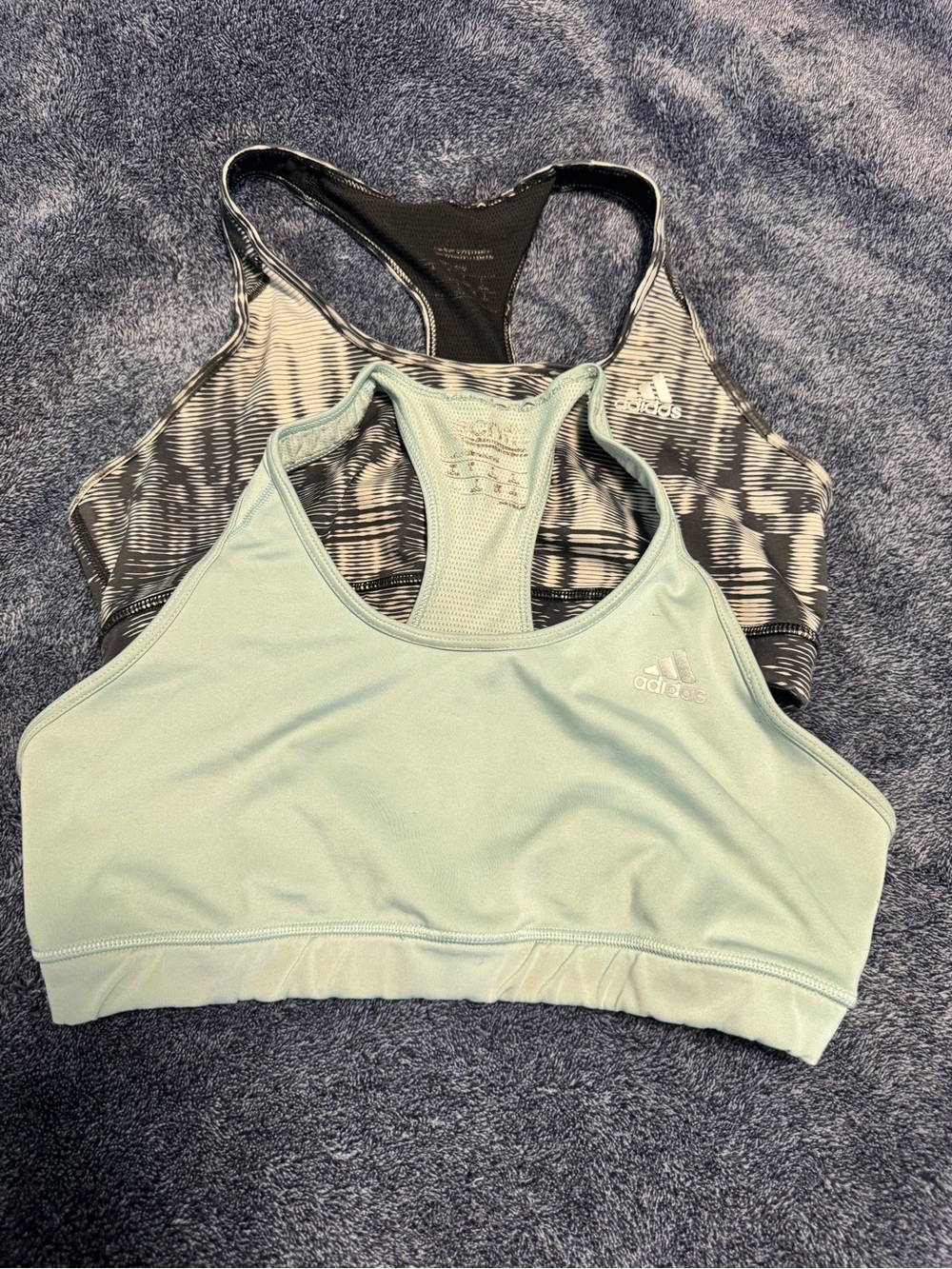 2-pack adidas Women's Mint Green & Black and White Racerback Sports Bras